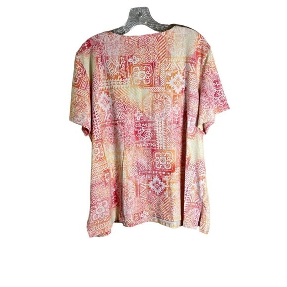 Alfred Dunner Women's Top Beaded Floral Pattern Orange & White Size 1X - Picture 7 of 10